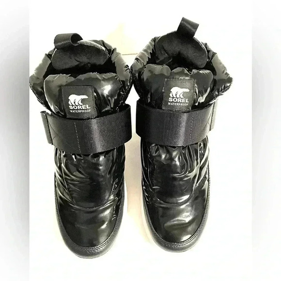 Sorel Black Size 6 Joan of Arctic Next Lite Strap Puffy Boots Hi-Top Black Shiny - Picture 11 of 11